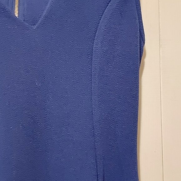 Mi Ami Skater Mini Dress Blue V Neck Back Zip Fit Flare Party Club Stretch - Picture 4 of 9